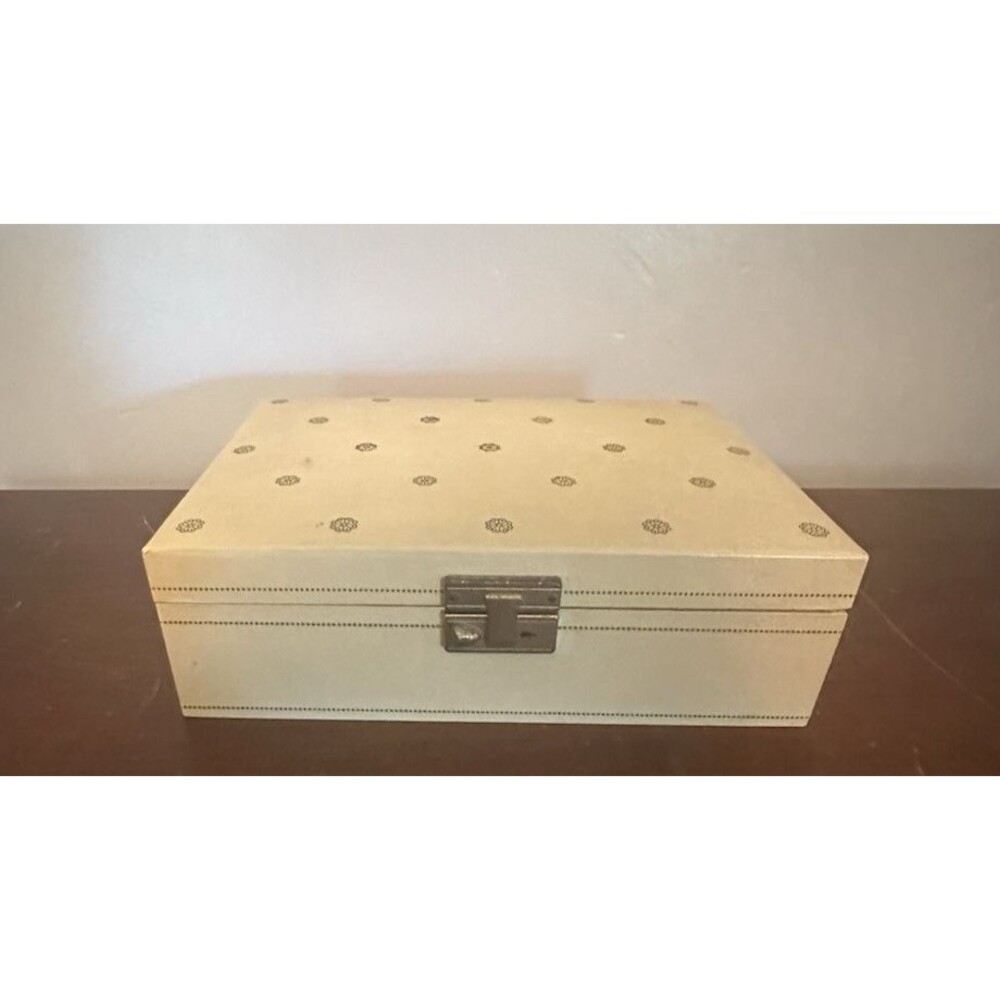 Vintage 1950s Mele Jewelry Box Cream Red Ballet No Key Music Box Needs Care RARE